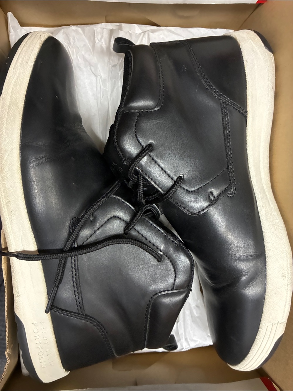 Men's Black Perry Ellis Leather High-Top Sneakers Size 8 1/2
